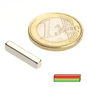 Quadermagnet 18,0 x 3,0 x 4,0 mm N48H Nickel - hält 2 kg