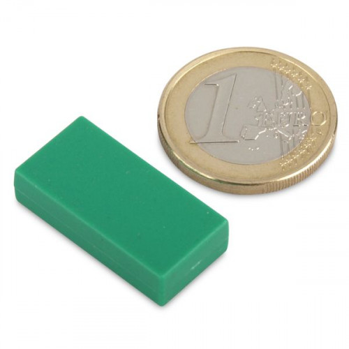Neodym Magnet 25,4 x 12,7 x 6,3 mm mit Kunststoffmantel - grün - 3,8 kg