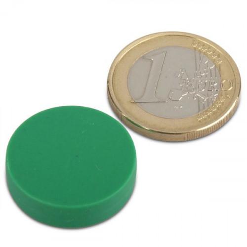 Neodym Magnet Ø 22,0 x 6,0 mm mit Kunststoffmantel - grün - 4,1 kg