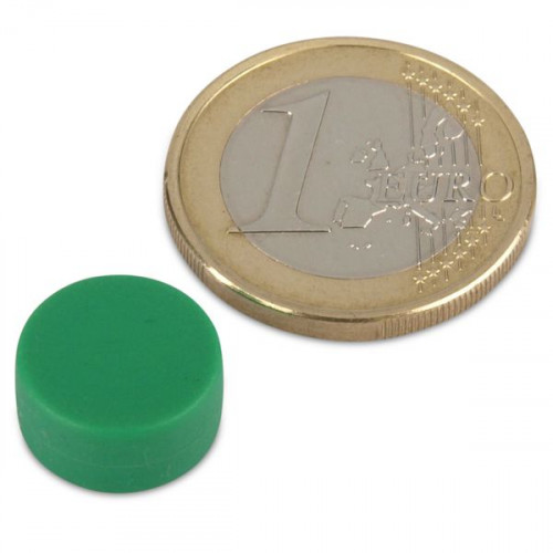 Neodym Magnet Ø 12,7 x 6,3 mm mit Kunststoffmantel - grün - 2 kg