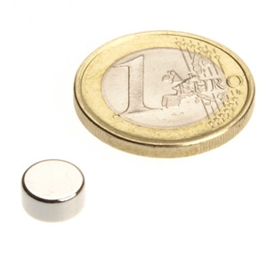 Scheibenmagnet Ø 8,0 x 4,0 mm N45 Nickel - hält 2 kg