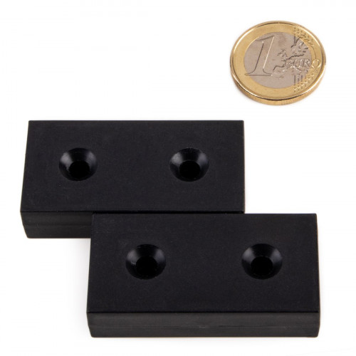 Neodym Magnet 50,8 x 25,4 x 12,7 mm Kunststoffmantel 2 Senklöcher