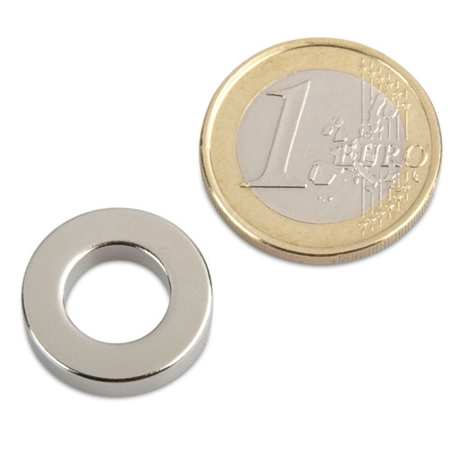 Ringmagnet Ø 18,0 x 10,0 x 4,0 mm N40 Nickel - hält 4,4 kg