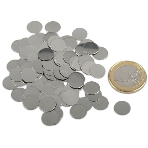 100 Metallscheiben / Metallplättchen Ø 10 mm mit Klebepunkte