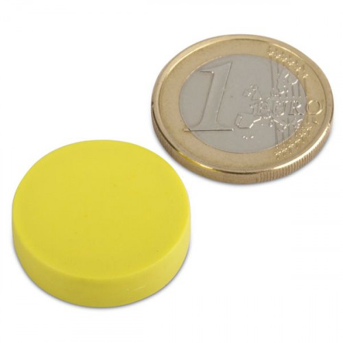 Neodym Magnet Ø 22,0 x 6,0 mm mit Kunststoffmantel - gelb - 4,1 kg