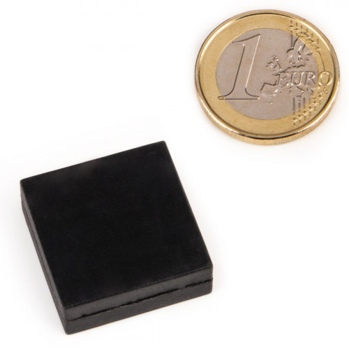 Quadermagnet Neodym 25,4 x 25,4 x 9,5 mm gummiert - schwarz