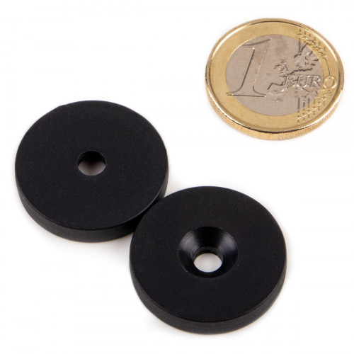 Ringmagnet Senkung Ø 25,0 x 4,5 x 4,4 mm Kunststoffmantel - schwarz