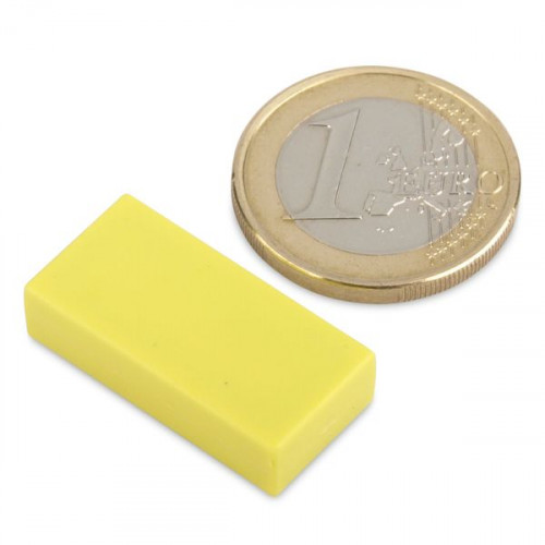 Neodym Magnet 25,4 x 12,7 x 6,3 mm mit Kunststoffmantel - gelb - 3,8 kg