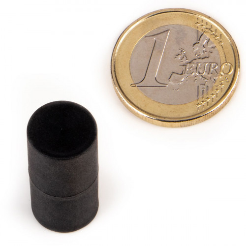 Stabmagnet Neodym Ø 12,7 x 25,4 mm gummiert - schwarz