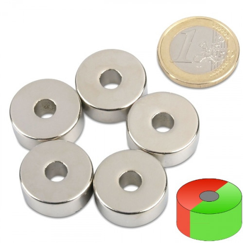 Ringmagnet Ø 20,0 x 6,0 x 8,0 mm N35 Nickel - diametral