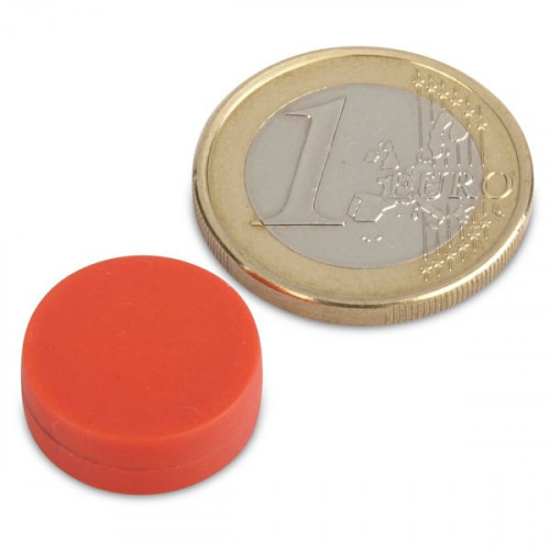 Neodym Magnet Ø 16,0 x 6,0 mm mit Kunststoffmantel - rot - 2,6 kg