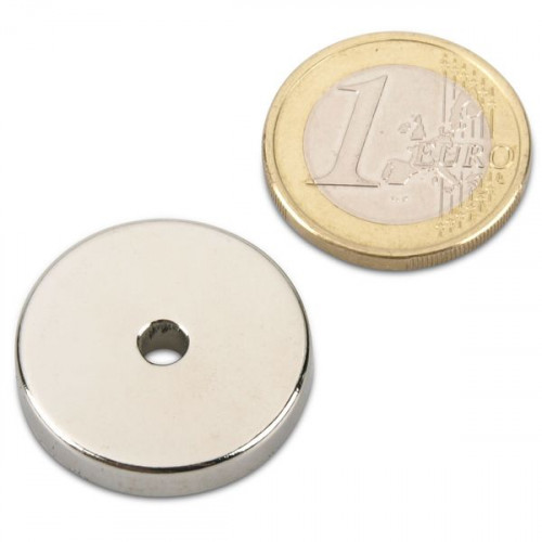 Ringmagnet Ø 25,0 x 4,0 x 5,0 mm N45 Nickel - hält 9,5 kg