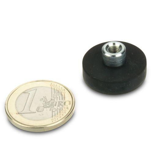 Magnetsystem Ø 22 mm gummiert mit Buchse M4 - hält 5,8 kg