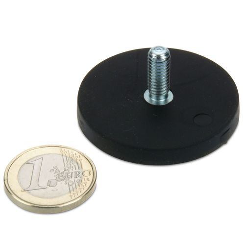 Neodym Magnet Gummiert 43 mm Gummi Magnete 15 KG M6 Außgengewinde Scheibe Rund 