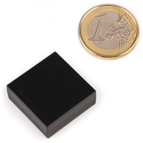 Quadermagnet Neodym 25,4 x 25,4 x 9,5 mm Kunststoffmantel - schwarz