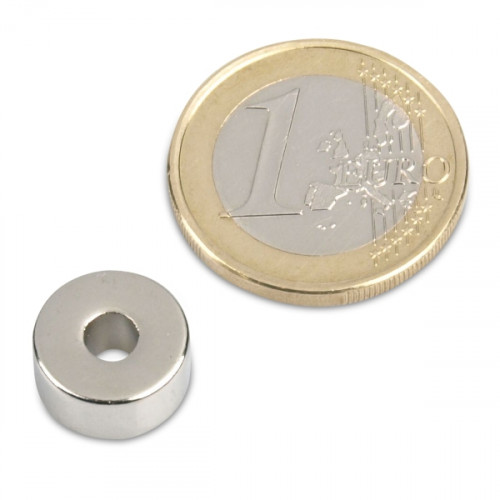 Ringmagnet Ø 12,0 x 4,0 x 6,0 mm N50 Nickel - hält 3,2 kg