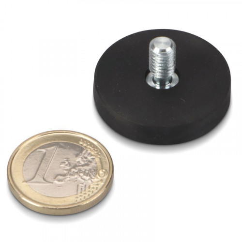 Magnetsystem Ø 31 mm gummiert mit Gewinde M6x11 - hält 8,9 kg