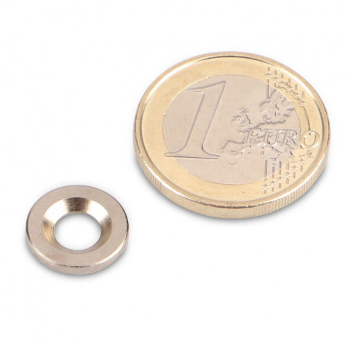 Metallscheibe Ø 12 mm mit Loch und Senkung Nickel