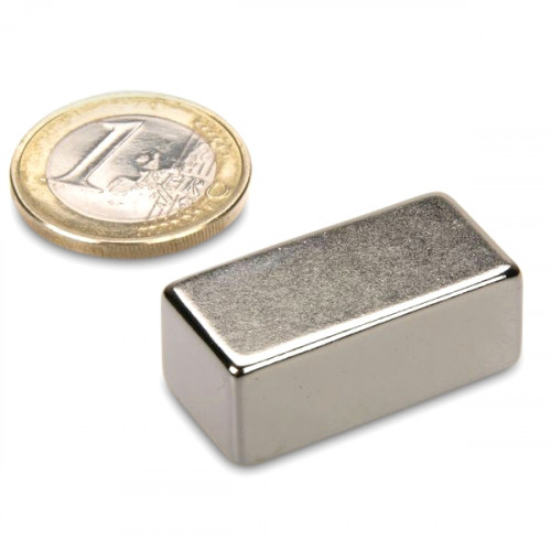 Quadermagnet 30,0 x 15,0 x 12,0 mm N45SH Nickel - hält 18 kg