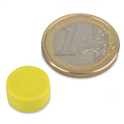 Neodym Magnet Ø 12,7 x 6,3 mm mit Kunststoffmantel - gelb - 2 kg