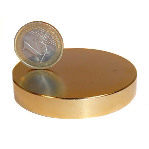 Scheibenmagnet Ø 60,0 x 10,0 mm N40 Gold - hält 50 kg