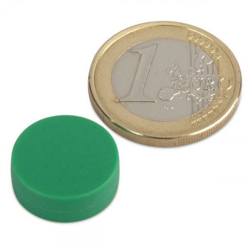 Neodym Magnet Ø 16,0 x 6,0 mm mit Kunststoffmantel - grün - 2,6 kg