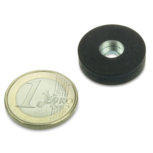Magnetsystem Ø 22 mm gummiert mit Bohrung - hält 3,8 kg