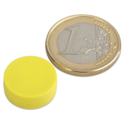 Neodym Magnet Ø 16,0 x 6,0 mm mit Kunststoffmantel - gelb - 2,6 kg