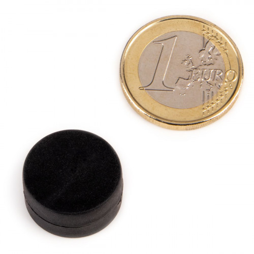 Scheibenmagnet Neodym Ø 19,0 x 9,5 mm gummiert - schwarz