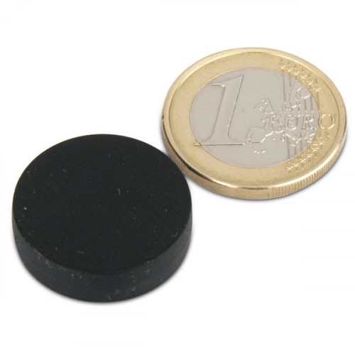 Neodym Magnet Ø 22,0 x 6,0 mm mit Kunststoffmantel - schwarz - 4,1 kg