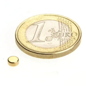 Scheibenmagnet Ø 4,0 x 2,0 mm N45 Gold - hält 450 g