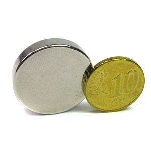 Scheibenmagnet Ø 25,0 x 5,0 mm N50 Nickel - hält 8,6 kg