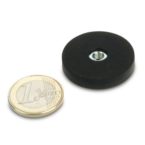 Magnetsystem Ø 31 mm gummiert, Innengewinde M5 - hält 7,5 kg