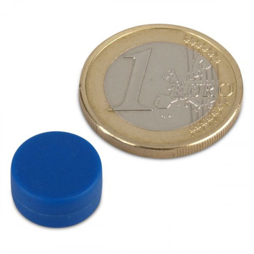 Neodym Magnet Ø 12,7 x 6,3 mm mit Kunststoffmantel - blau - 2 kg
