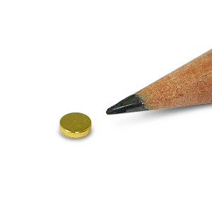 Scheibenmagnet Ø 4,0 x 1,0 mm N45 Gold - hält 240 g