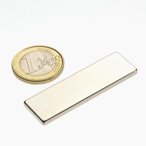 Quadermagnet 50,0 x 15,0 x 3,0 mm N35 Nickel - hält 6 kg