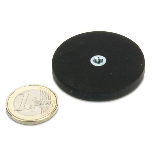 Magnetsystem Ø 43 mm gummiert, Innengewinde M4 - hält 10 kg