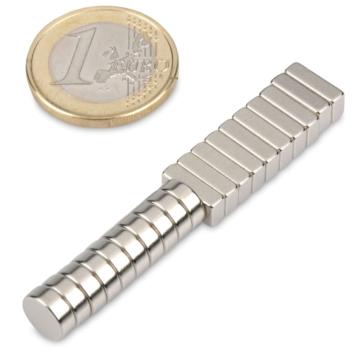 20 extra starke Mini Magnete - sehr klein - 10x2 mm - mit runder