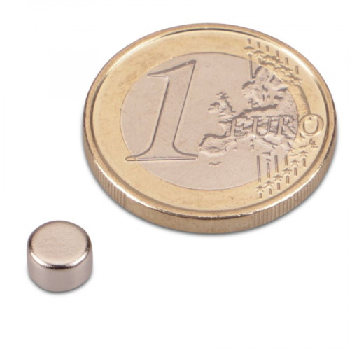 Scheibenmagnet Ø 6,0 x 4,0 mm N33 Nickel - hält 1 kg
