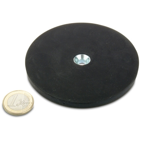 Magnetsystem Ø 88 mm gummiert mit Senkung - hält 55 kg