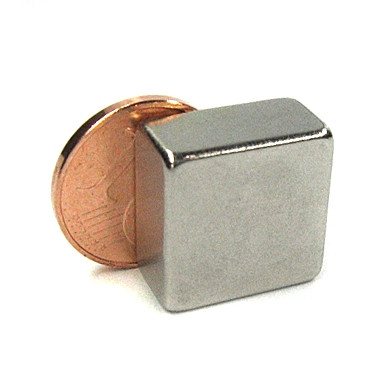 Quadermagnet 15,0 x 15,0 x 8,0 mm N40 Nickel - hält 8,6 kg
