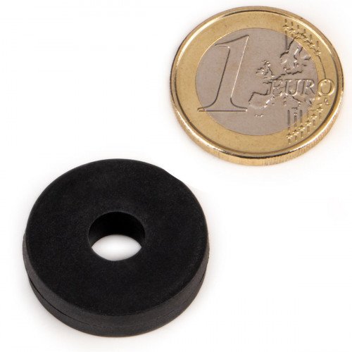 Ringmagnet Neodym Ø 25,4 x 7,9 x 6,3 mm gummiert - schwarz