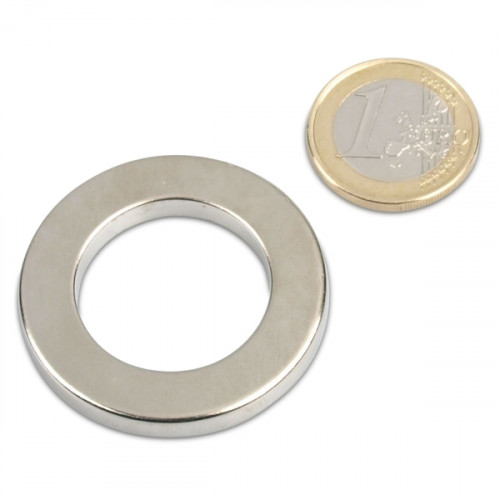 Ringmagnet Ø 40,0 x 25,0 x 5,0 mm N42 Nickel - hält 12,1 kg