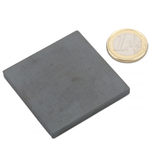 Quadermagnet 50,0 x 50,0 x 5,0 mm Y35 Ferrit - hält 2 kg