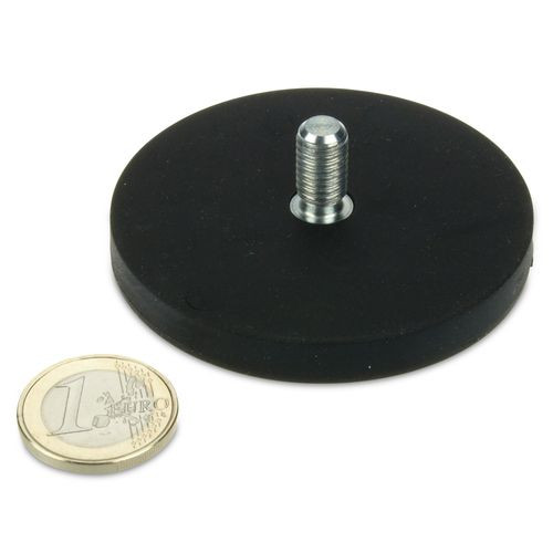 Magnetsystem Ø 66 mm gummiert mit Gewinde M8x15 - hält 25 kg