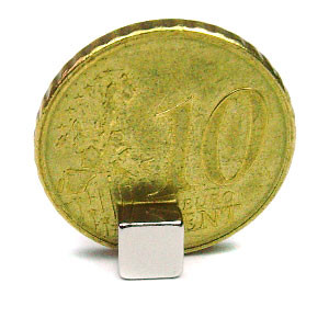 Quadermagnet 5,0 x 5,0 x 3,0 mm N52 Nickel - hält 1,5 kg
