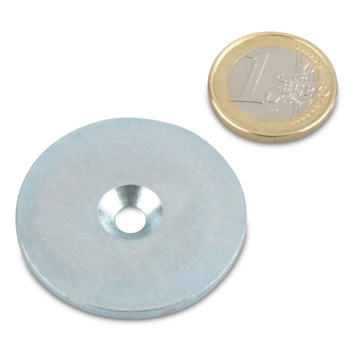Metallscheibe Ø 40 mm mit Loch und Senkung Zink