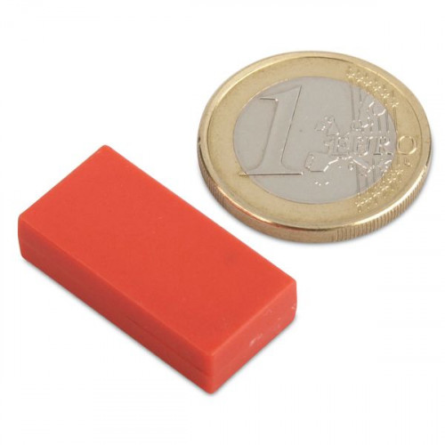 Neodym Magnet 25,4 x 12,7 x 6,3 mm mit Kunststoffmantel - rot - 3,8 kg