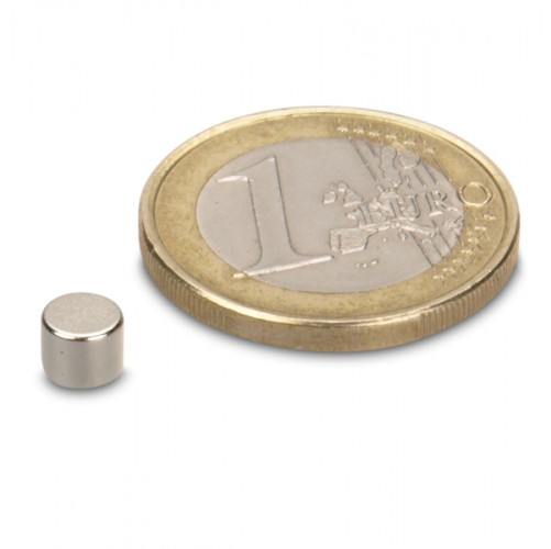 Scheibenmagnet Ø 5,0 x 4,0 mm N45 Nickel - hält 1 kg