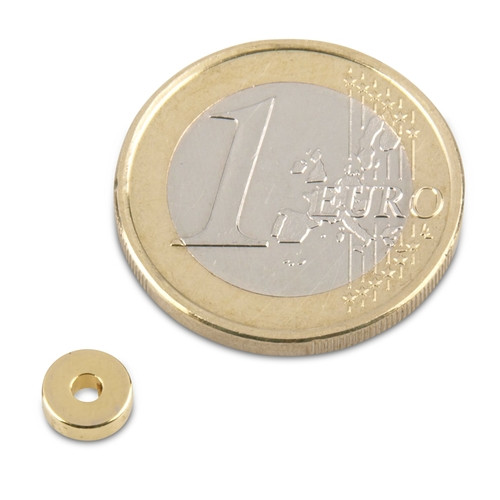 Ringmagnet Ø 6,0 x 2,0 x 2,0 mm N45 Gold - hält 650 g